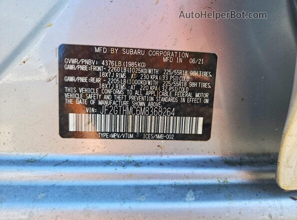 JF2GTHMC6M8368264 2021 SUBARU CROSSTREK Silver 