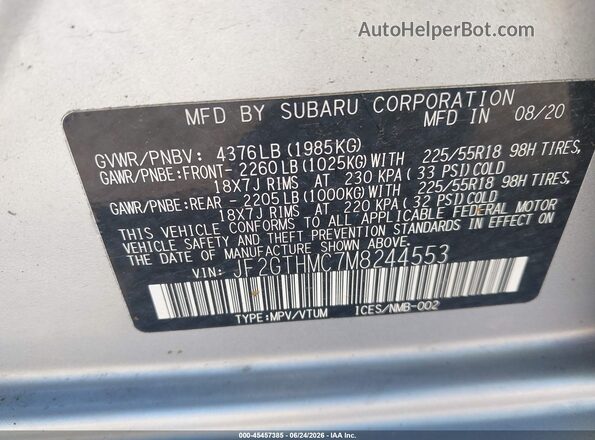 JF2GTHMC7M8244553 2021 SUBARU CROSSTREK Белый Вид подкапотного пространства
