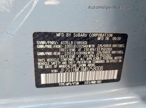 JF2GTHMC8MH258008 2021 SUBARU CROSSTREK Blue 