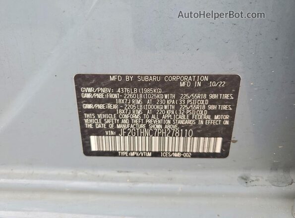 JF2GTHNC7PH278110 2023 SUBARU CROSSTREK Blue 