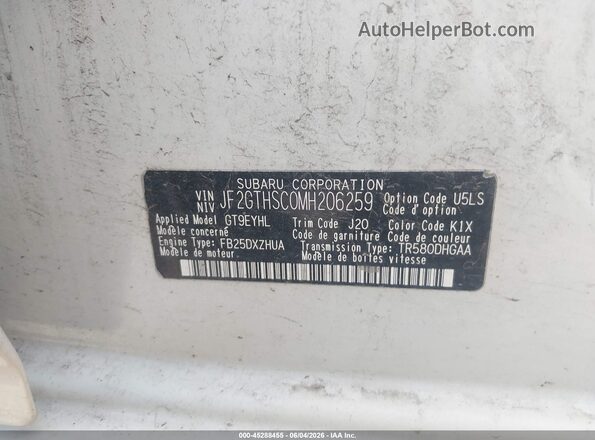 JF2GTHSC0MH206259 2021 SUBARU CROSSTREK White Engine compartment view