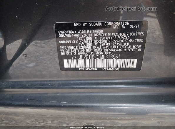 JF2GTHSC2MH313961 2021 SUBARU CROSSTREK Gray Engine compartment view