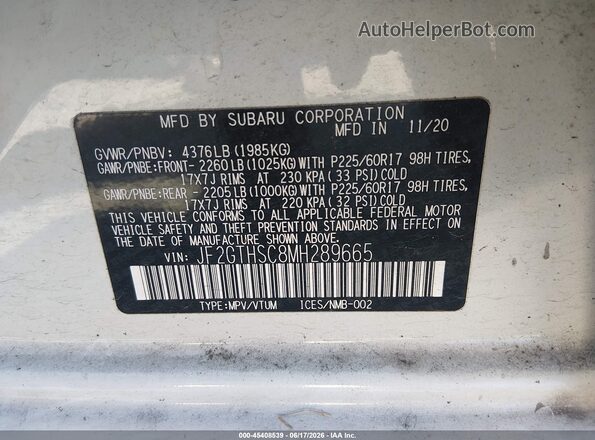 JF2GTHSC8MH289665 2021 SUBARU CROSSTREK Белый Вид подкапотного пространства