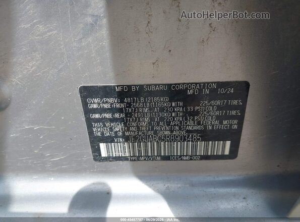JF2GUABC5R8903485 2024 SUBARU CROSSTREK Silver Vista del compartimento del motor