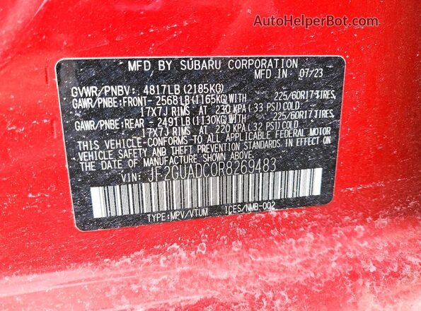 JF2GUADC0R8269483 2024 SUBARU CROSSTREK Red 