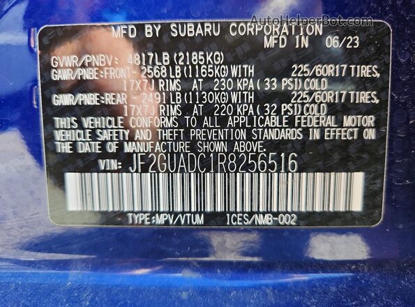 JF2GUADC1R8256516 2024 SUBARU CROSSTREK Blue 