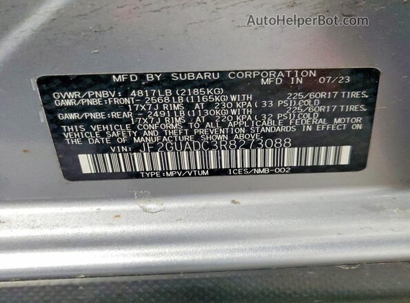 JF2GUADC3R8273088 2024 SUBARU CROSSTREK Silver 