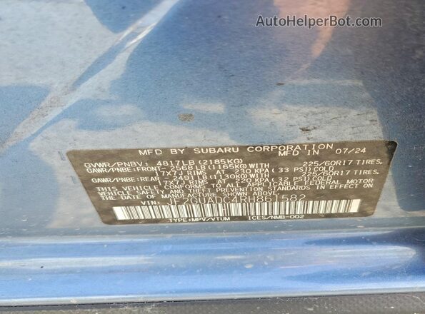 JF2GUADC4RH861582 2024 SUBARU CROSSTREK Blue სალონის 360-გრადუსიანი ხედი