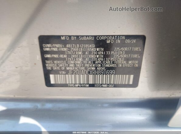 JF2GUADCXRH891699 2024 SUBARU CROSSTREK Silver Շարժիչի բաժամունքի տեսք