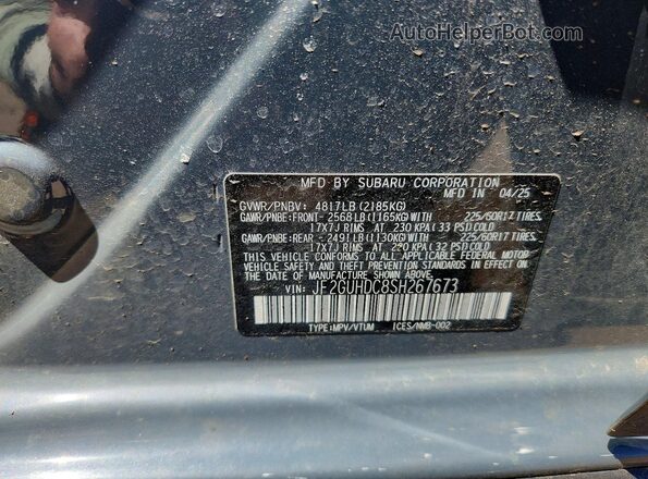 JF2GUHDC8SH267673 2025 SUBARU CROSSTREK Gray Vista de la etiqueta del VIN