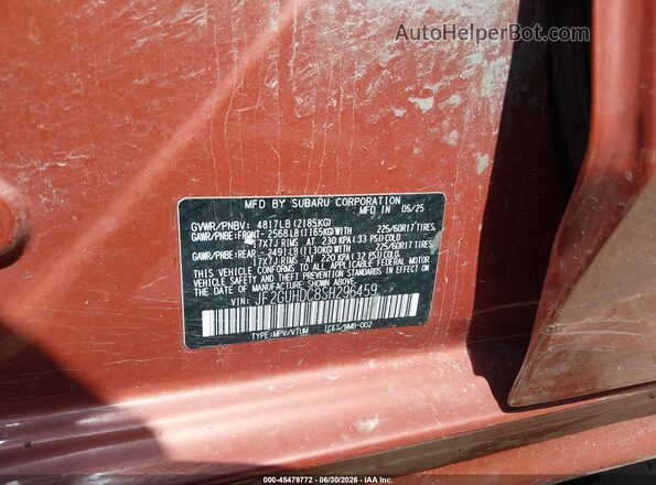 JF2GUHDC8SH296459 2025 SUBARU CROSSTREK Orange Vista del compartimento del motor