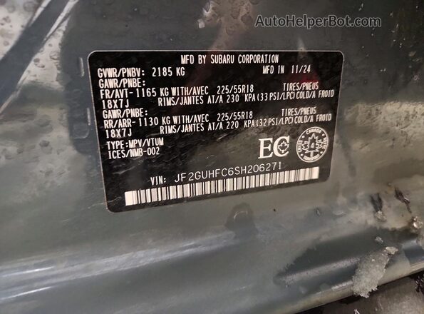JF2GUHFC6SH206271 2025 SUBARU CROSSTREK Gray 