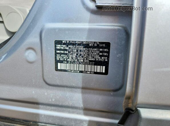 JF2SJABC5GH505337 2016 SUBARU FORESTER Silver Widok naklejki z numerem VIN