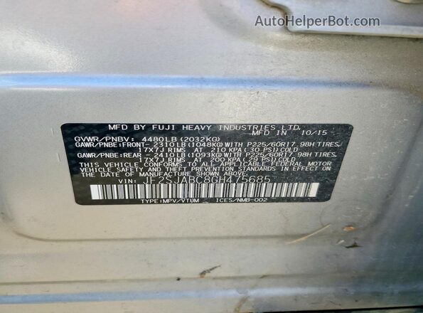 JF2SJABC8GH475685 2016 SUBARU FORESTER Silver 