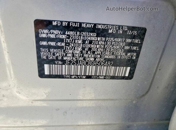 JF2SJABC8GH506482 2016 SUBARU FORESTER Silver Շարժիչի բաժամունքի տեսք
