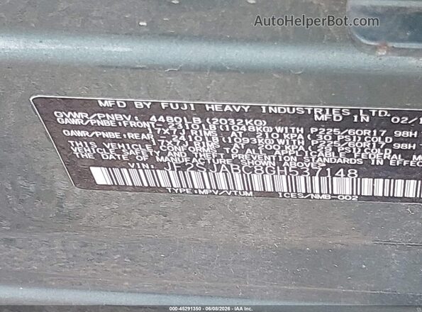 JF2SJABC8GH537148 2016 SUBARU FORESTER Green Engine compartment view