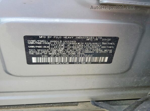 JF2SJABC9GH417648 2016 SUBARU FORESTER Серебряный Вид наклейки с VIN-кодом