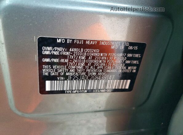 JF2SJADC2GH439147 2016 SUBARU FORESTER Green 