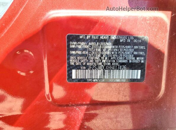 JF2SJADC4HH417426 2017 SUBARU FORESTER Burgundy 