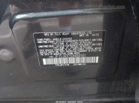 JF2SJADC5GH464561 2016 SUBARU FORESTER Черный Вид подкапотного пространства