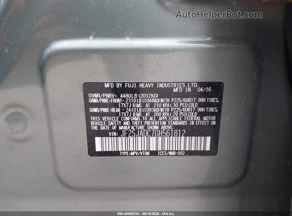 JF2SJADC7GH561812 2016 SUBARU FORESTER Light Blue Widok komory silnika
