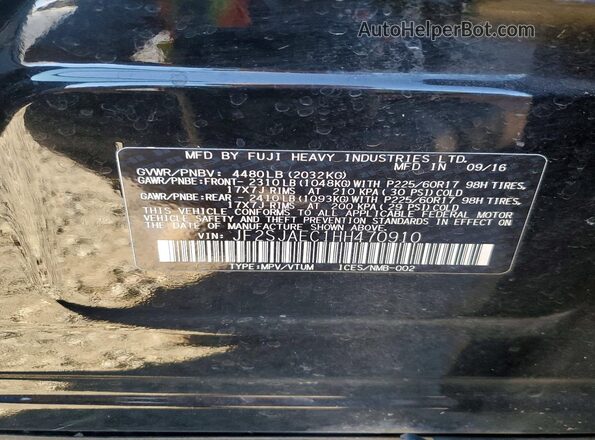 JF2SJAEC1HH470910 2017 SUBARU FORESTER Black 