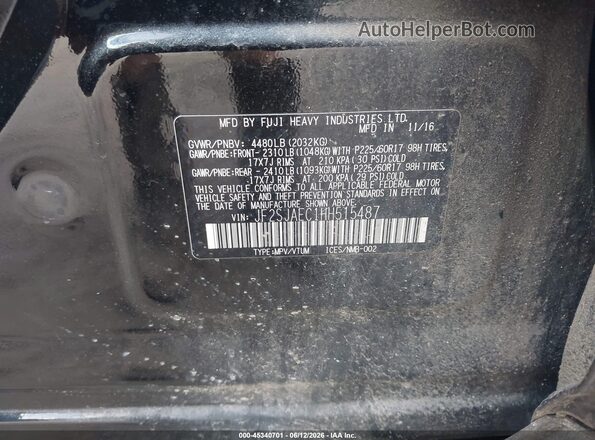 JF2SJAEC1HH515487 2017 SUBARU FORESTER Black Widok komory silnika