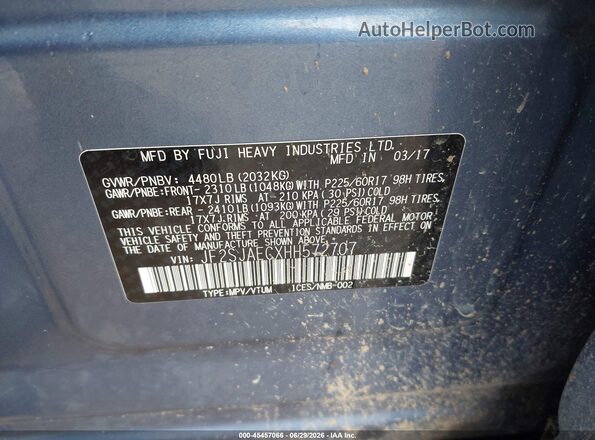 JF2SJAECXHH572707 2017 SUBARU FORESTER Blue Vista del compartimento del motor