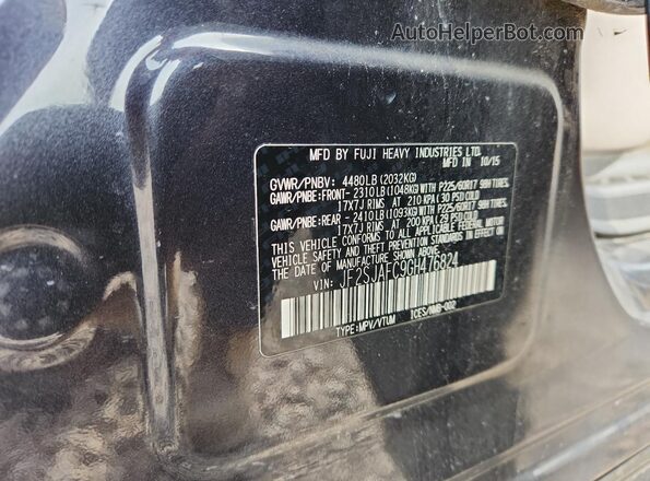 JF2SJAFC9GH476824 2016 SUBARU FORESTER Серый Вид наклейки с VIN-кодом