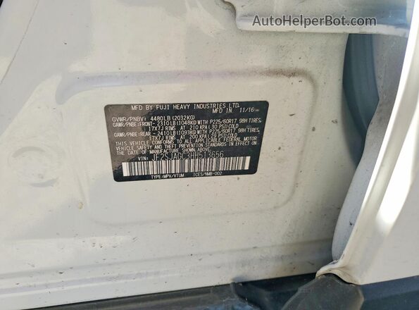 JF2SJAGC3HH513656 2017 SUBARU FORESTER White 