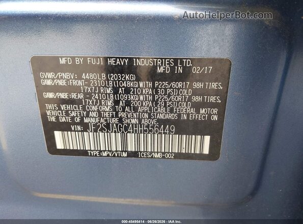 JF2SJAGC4HH556449 2017 SUBARU FORESTER Blue Engine compartment view