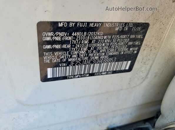 JF2SJAHC3GH488853 2016 SUBARU FORESTER White 