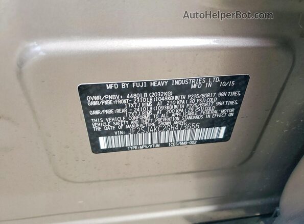 JF2SJAKC2GH473656 2016 SUBARU FORESTER Коричневый Вид наклейки с VIN-кодом