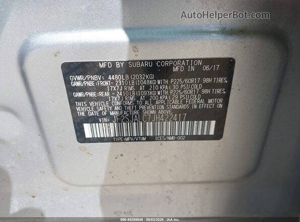 JF2SJALC7JH422417 2018 SUBARU FORESTER Silver Engine compartment view
