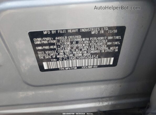 JF2SJARC5HH504454 2017 SUBARU FORESTER Gray Vista del compartimento del motor