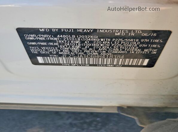 JF2SJATC6HH418384 2017 SUBARU FORESTER White 