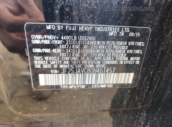 JF2SJAVC8GH461457 2016 SUBARU FORESTER Black Widok naklejki z numerem VIN