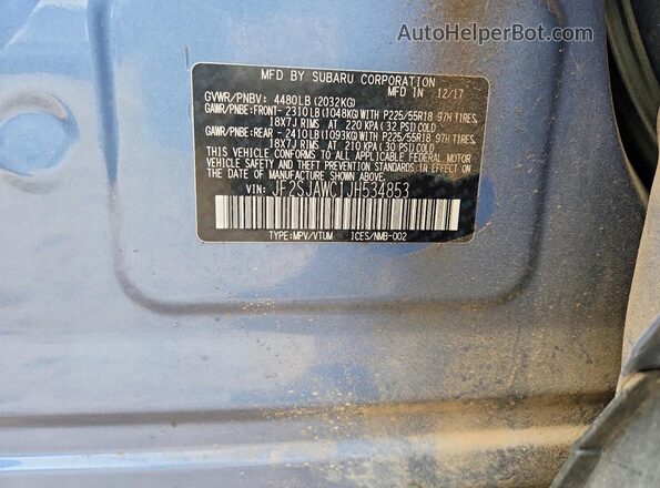 JF2SJAWC1JH534853 2018 SUBARU FORESTER Blue Vista del compartimento del motor