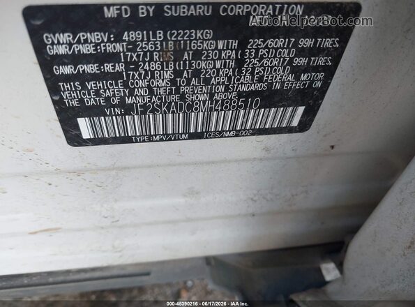 JF2SKADC8MH488510 2021 SUBARU FORESTER White Вид підкапотного простору