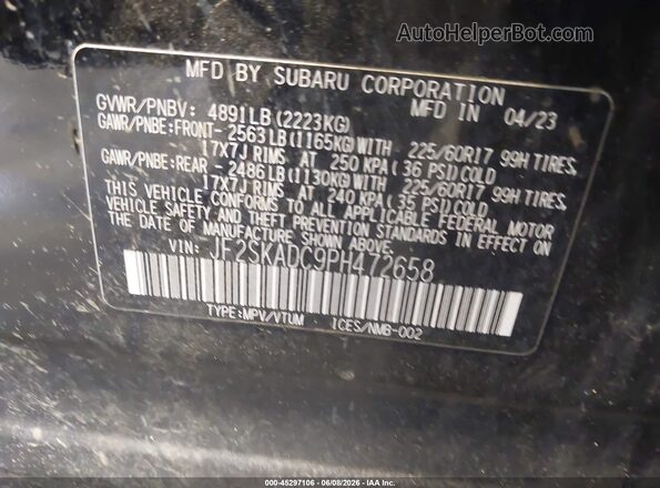 JF2SKADC9PH472658 2023 SUBARU FORESTER Black Widok komory silnika