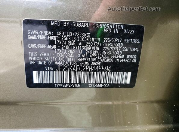 JF2SKAEC2PH446594 2023 SUBARU FORESTER Green 