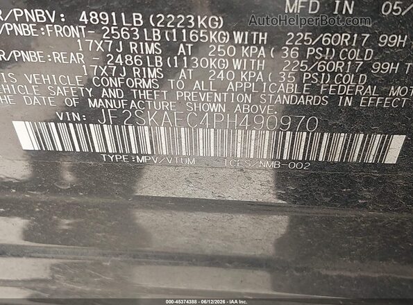 JF2SKAEC4PH490970 2023 SUBARU FORESTER Black Vista del compartimento del motor
