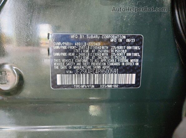 JF2SKAEC4PH500591 2023 SUBARU FORESTER Green 