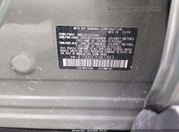 JF2SKAGC2LH472863 2020 SUBARU FORESTER Green Engine compartment view