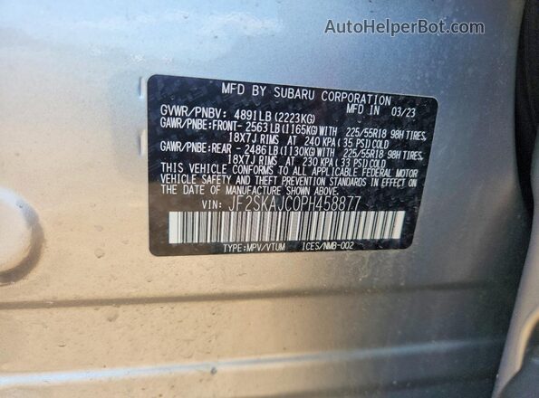 JF2SKAJC0PH458877 2023 SUBARU FORESTER Silver Vista del compartimento del motor