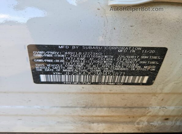JF2SKAJC2MH453871 2021 SUBARU FORESTER White Engine compartment view