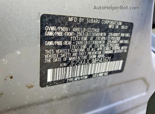 JF2SKAJC3MH541621 2021 SUBARU FORESTER Gray Շարժիչի բաժամունքի տեսք