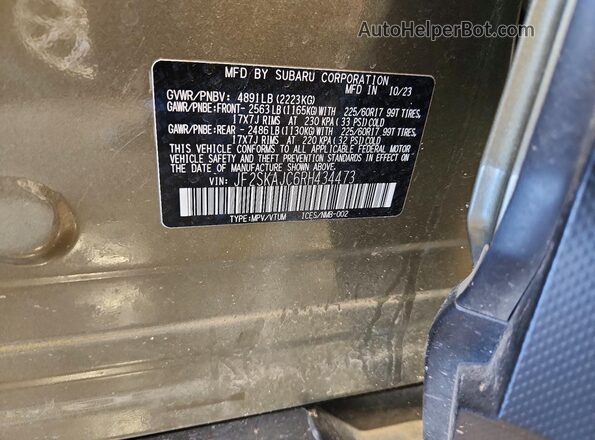 JF2SKAJC6RH434473 2024 SUBARU FORESTER Зеленый Вид наклейки с VIN-кодом