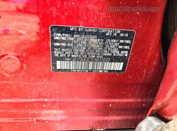 JF2SKAJC7LH431072 2020 SUBARU FORESTER Красный 