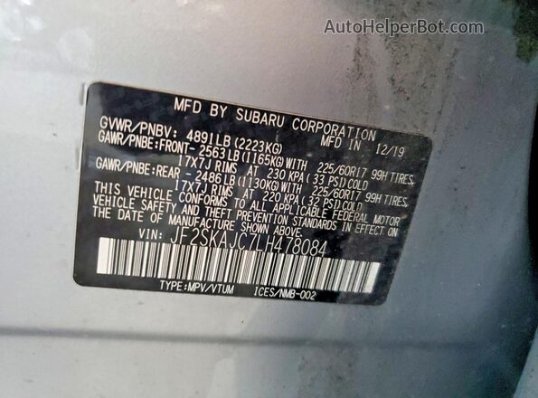 JF2SKAJC7LH478084 2020 SUBARU FORESTER Silver 